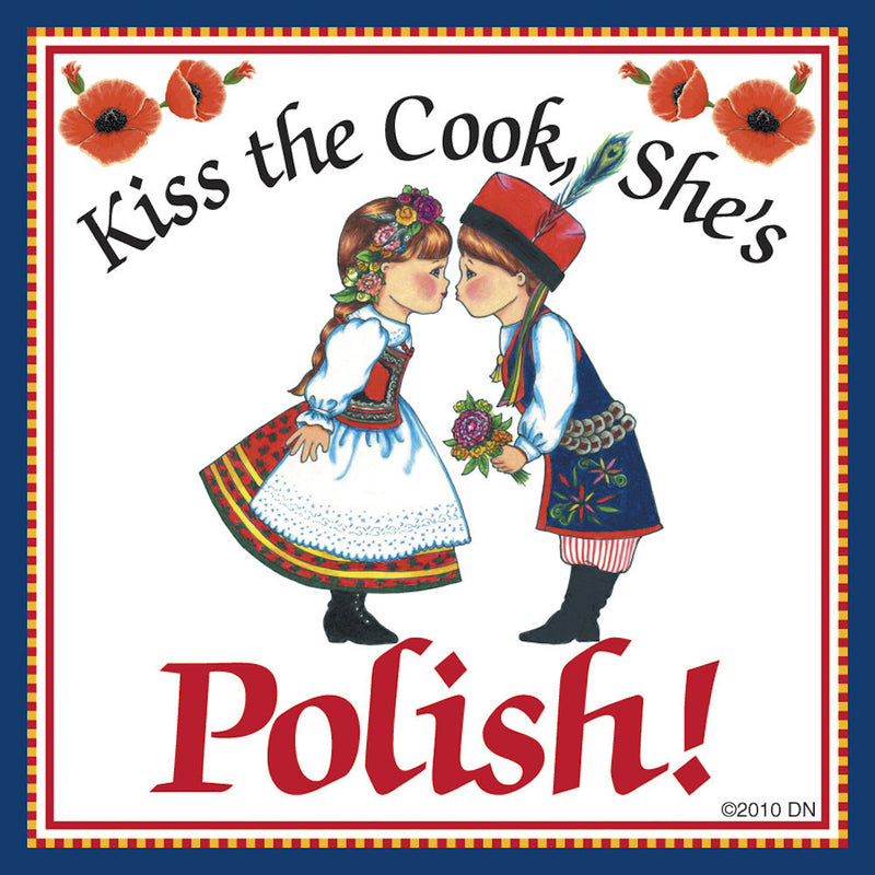 Polish Gift Magnet Tile "Kiss Polish Cook" - OktoberfestHaus.com
 - 1