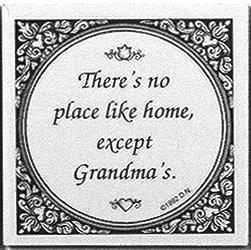 Delft Magnet Tile Sayings No Place Like Grandma's Black