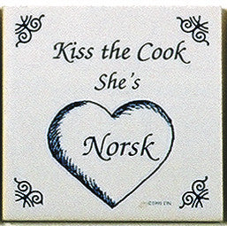 Norwegian Culture Magnet Tile (Kiss Norsk Cook) - OktoberfestHaus.com
 - 1