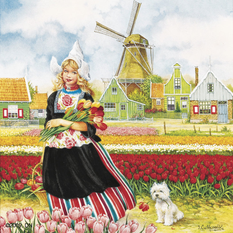 Tulip Time Girl Color Magnet Tile - OktoberfestHaus.com
 - 1