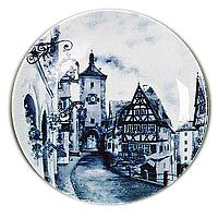 Collectible Plate European Village Blue - DutchGiftOutlet.com - 1