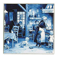 Dutch Gift Delft Blue Tile Family Scene - OktoberfestHaus.com
