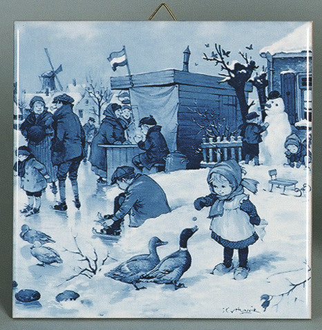 Decorative Wall Plaque Delft Girl/Ducks Scene - OktoberfestHaus.com
