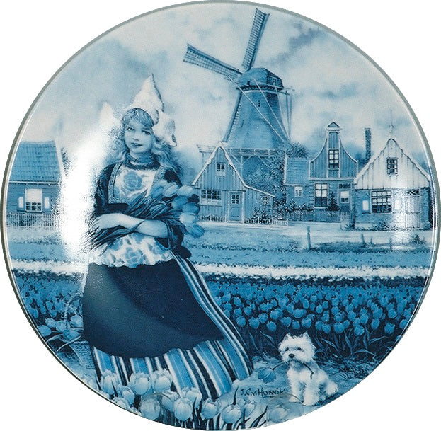 Collectible Plate Tulip Girl Blue - DutchGiftOutlet.com