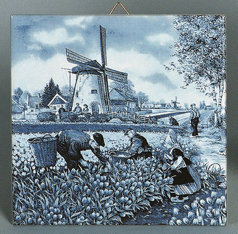 Dutch Tile Tulip Pickers Delft - OktoberfestHaus.com
