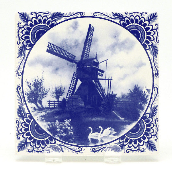 Dutch Souvenir Delft Blue Windmill Tile - OktoberfestHaus.com
