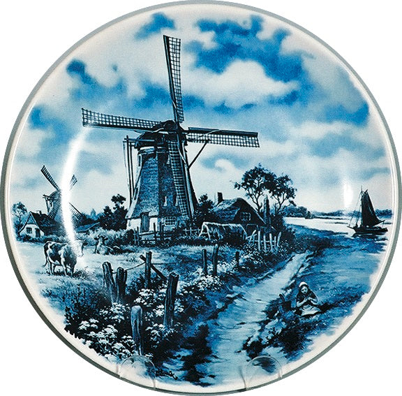 Collectible Plate Mill with Cow Blue - DutchGiftOutlet.com