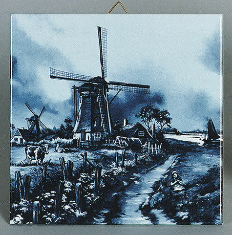 Dutch Gift Delft Blue Tile Mill/Cow - OktoberfestHaus.com
