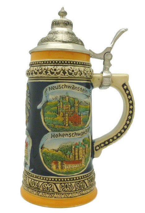 Engraved Beer Stein German Landmarks Metal Lid - OktoberfestHaus.com
 - 1