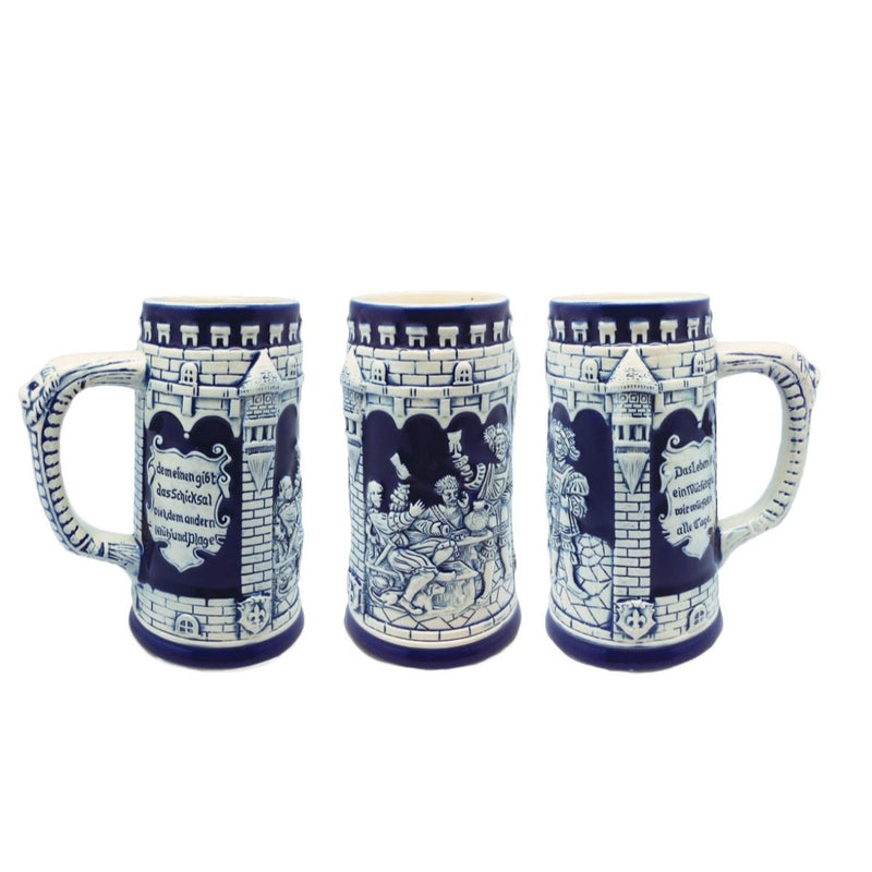 Beer Stein Germany Castle Cobalt Blue without metal Lid