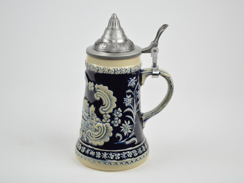 Bavarian German Castle Engraved Ceramic Beer Stein with Ornate Metal Lid - OktoberfestHaus.com
 - 5