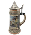 1 Liter German Village Street Scene Beer Stein with Metal Lid -2