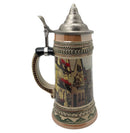 1 Liter German Village Street Scene Beer Stein with Metal Lid -3