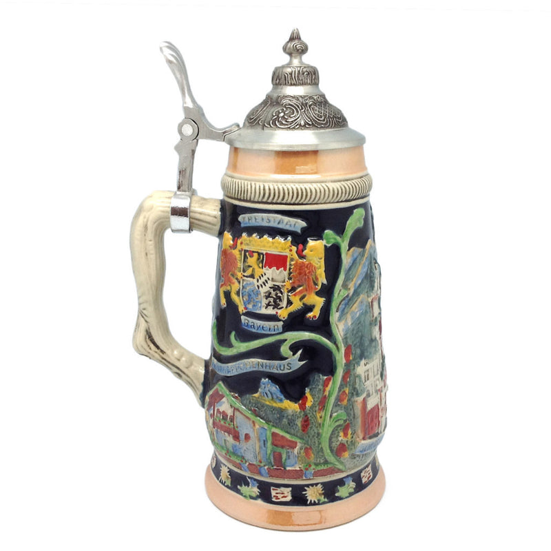 Ceramic Beer Stein Ludwig Theme w/Lid - OktoberfestHaus.com
 - 3