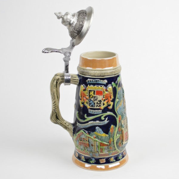 Ceramic Beer Stein Ludwig Theme w/Lid - OktoberfestHaus.com
 - 4