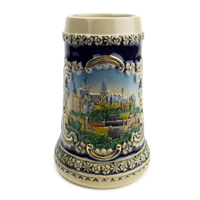 German Castle Engraved Ceramic Beer Stein no/Lid