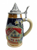 German Alpine Village Relief .75L Lidded Stein -1