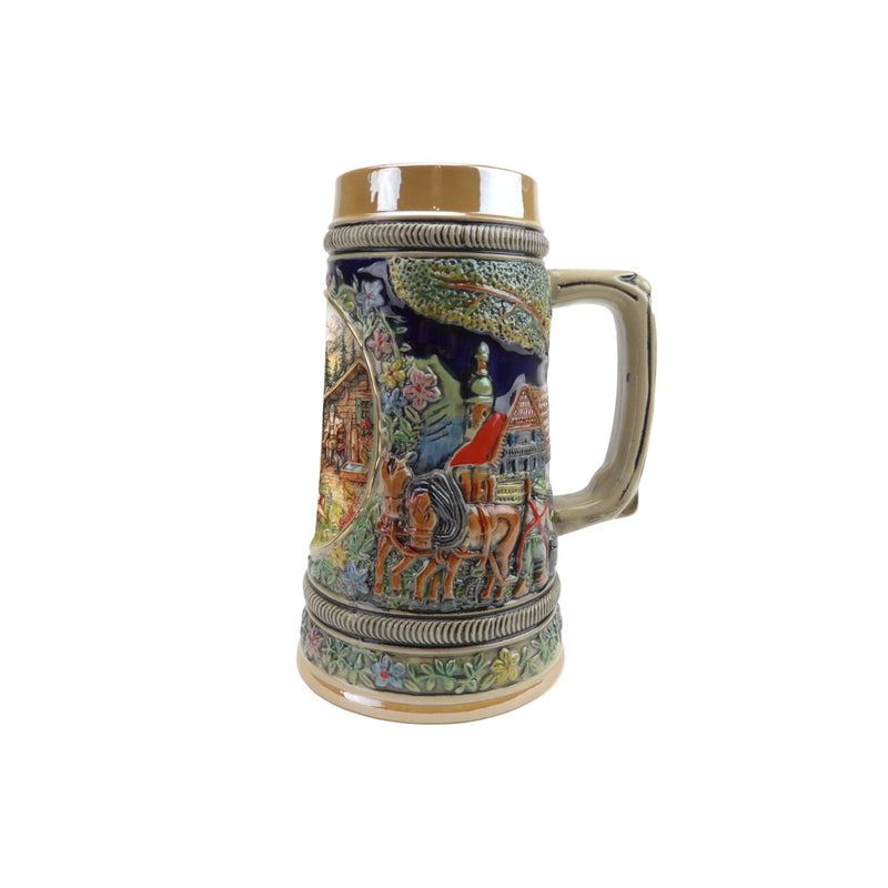 Germanic Spring .5 Liter Embossed Ceramic German Beer Stein