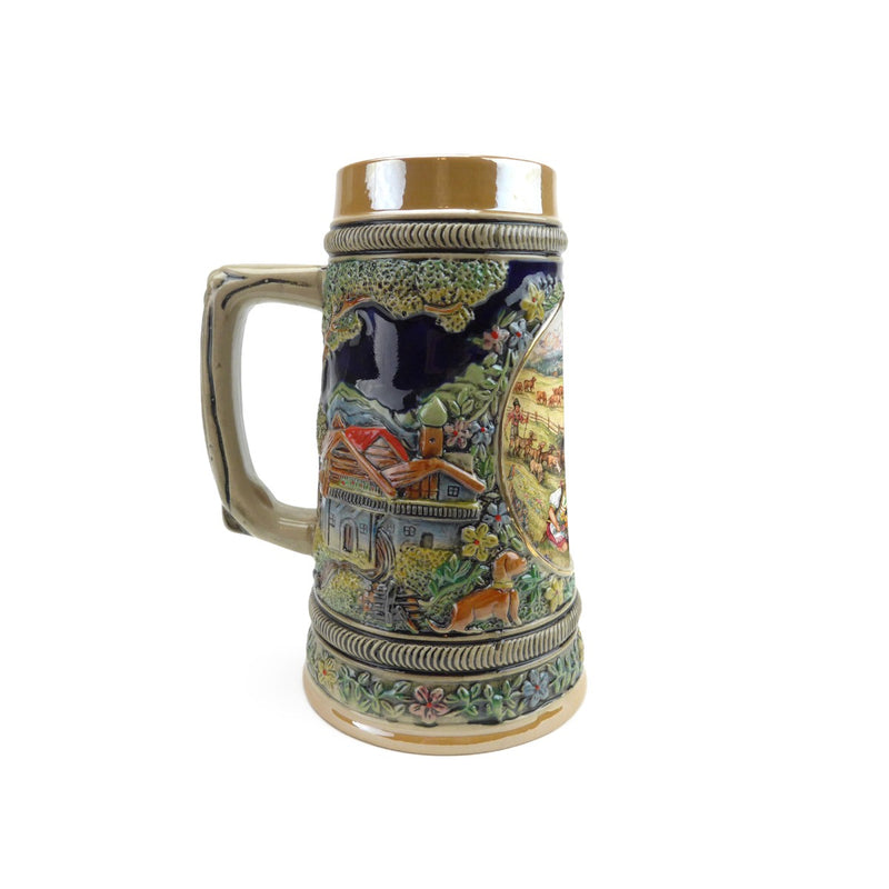 Germanic Spring .5 Liter Embossed Ceramic German Beer Stein