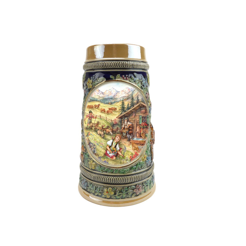 Germanic Spring .5 Liter Embossed Ceramic German Beer Stein