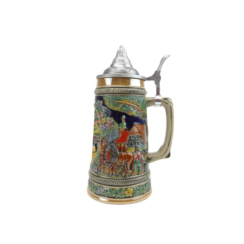 Germanic Fall Beer Stein .5L with Embossed Metal Lid