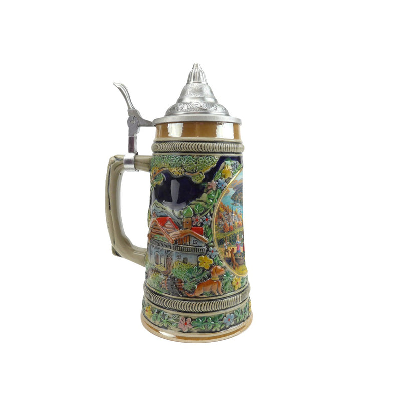 Germanic Fall Beer Stein .5L with Embossed Metal Lid