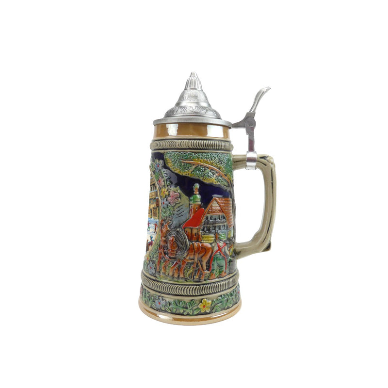 Germanic Winter Beer Stein .5L with Embossed Metal Lid