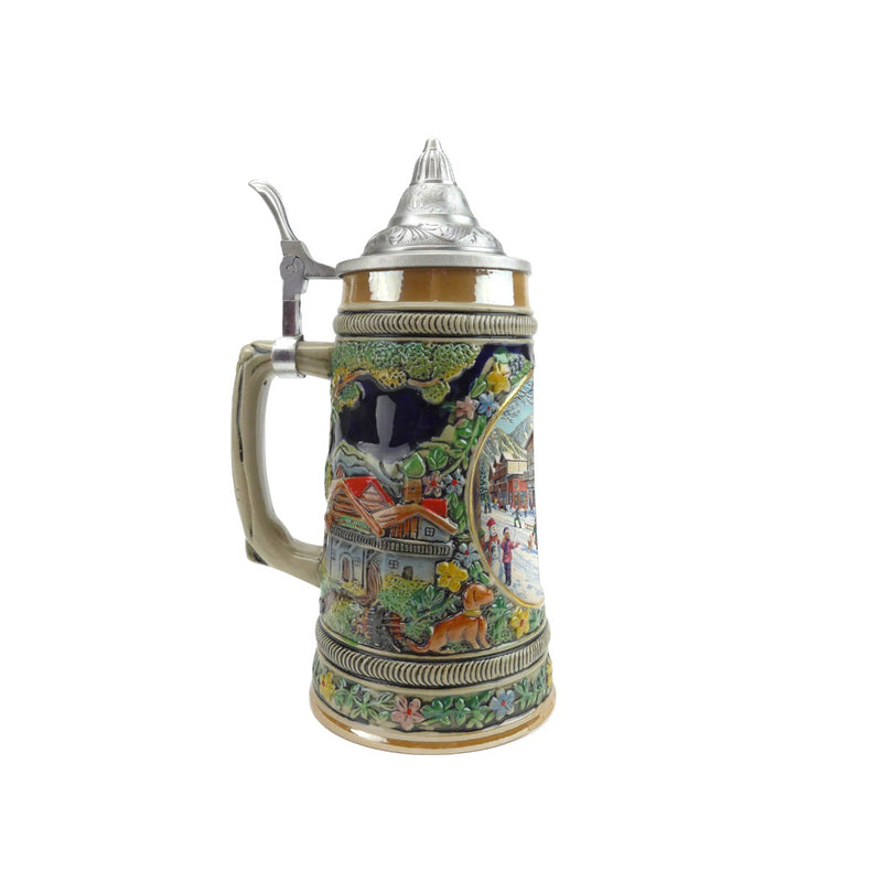 Germanic Winter Beer Stein .5L with Embossed Metal Lid