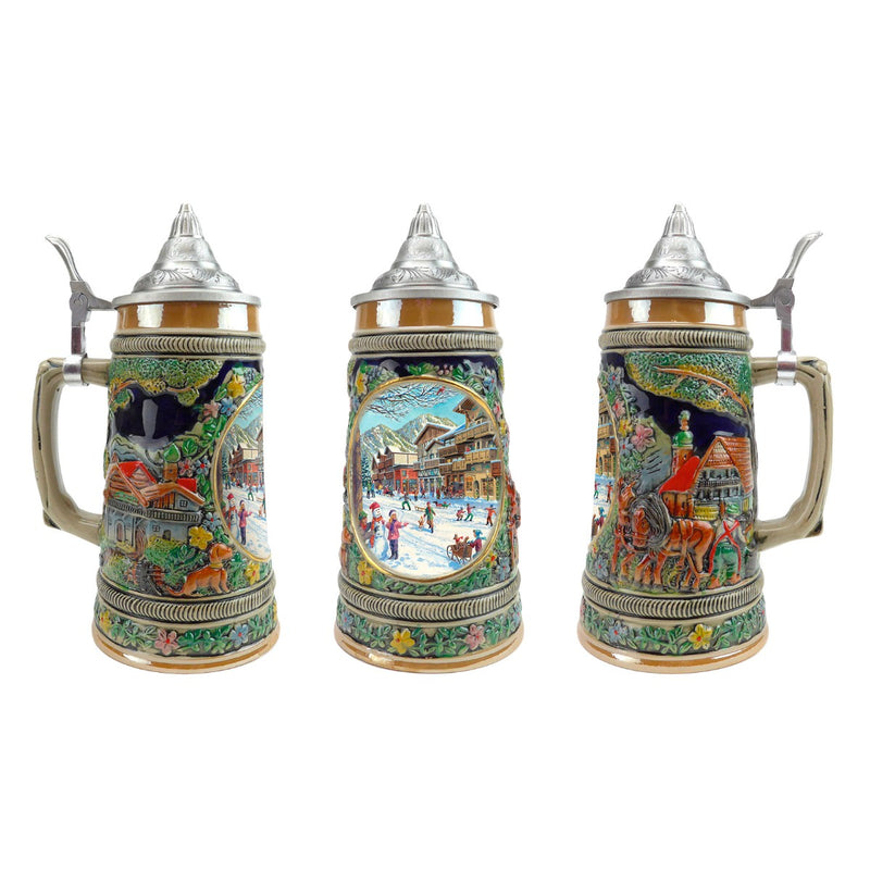 Germanic Winter Beer Stein .5L with Embossed Metal Lid