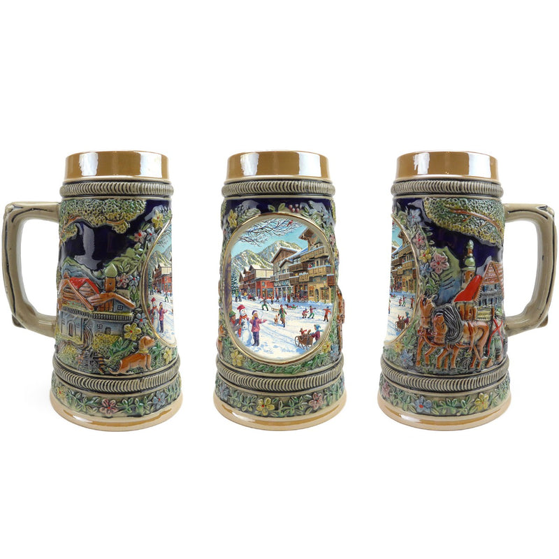 Germanic Winter .5 Liter Embossed Ceramic Beer Stein