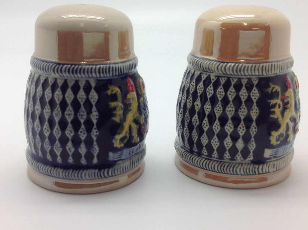 Tunis White and Blue Ceramic Salt and Pepper Shaker Set