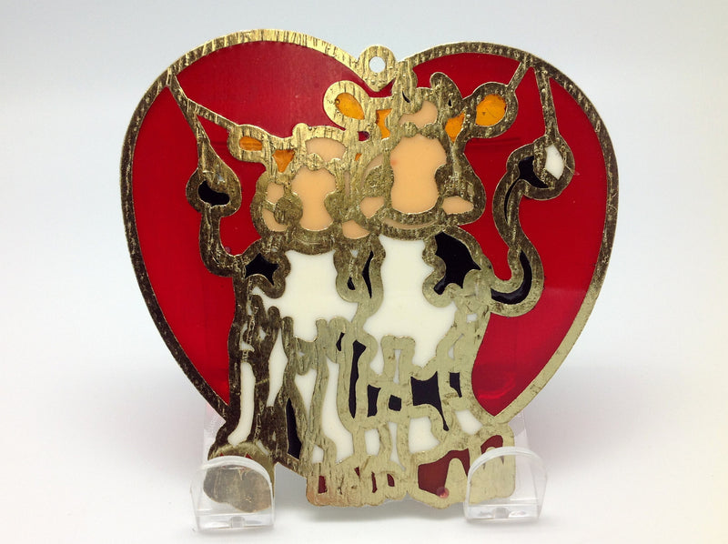 Red Heart Shaped Sun Catcher with Cuddling Cows - OktoberfestHaus.com
 - 2