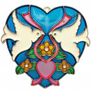 Blue Heart Shaped Sun Catcher with Kissing Lovebirds - OktoberfestHaus.com
 - 1