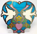 Blue Heart Shaped Sun Catcher with Kissing Lovebirds - OktoberfestHaus.com
 - 2