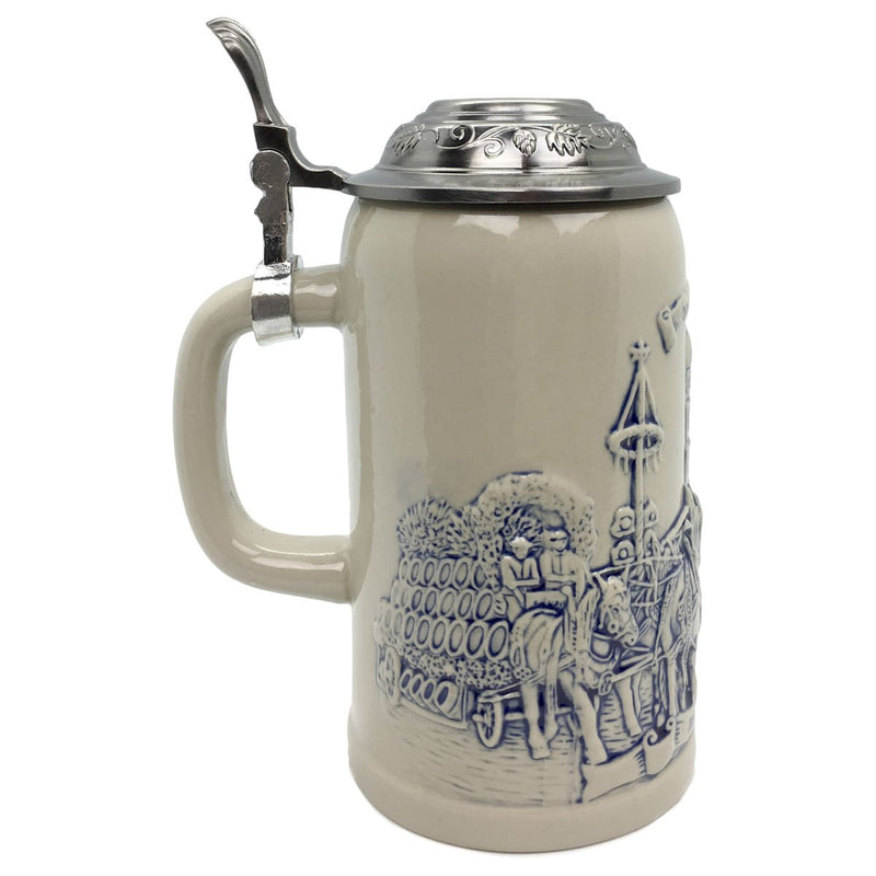 Stoneware Munich Beer Wagon .5L Lidded Stein -2