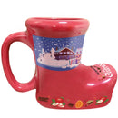 Winter Themed Ceramic Red Gluhwein Boot Mug
