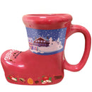 Winter Themed Ceramic Red Gluhwein Boot Mug