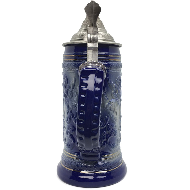 German Village Medallion .75L Engraved Stein Beer Cup with Lid