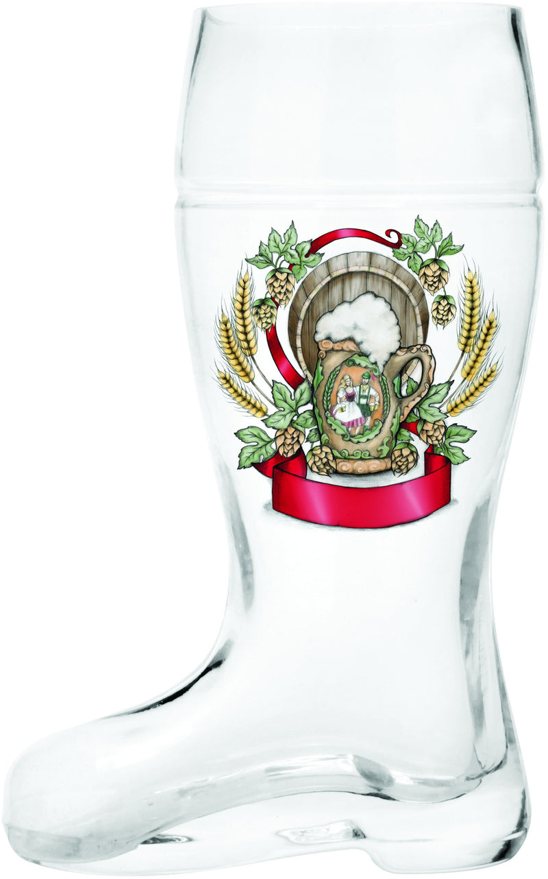 Glass Beer Boot: Harvest Crest - OktoberfestHaus.com
 - 1