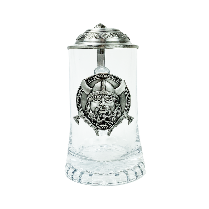 Glass Lidded Mug Viking Medallion Glass .5L