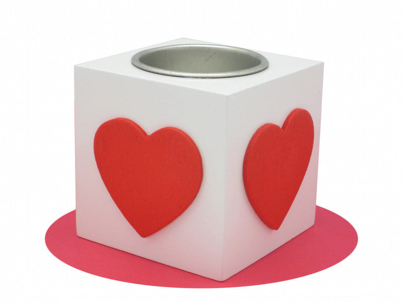 German Gift Idea Square Heart Votive White