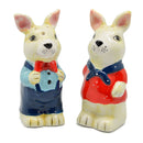 Ceramic Salt and Pepper Shakers Rabbits Basket