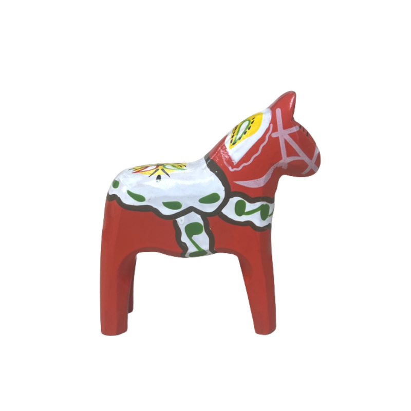Red Swedish Dala Horse Wood Figurine 2.75"