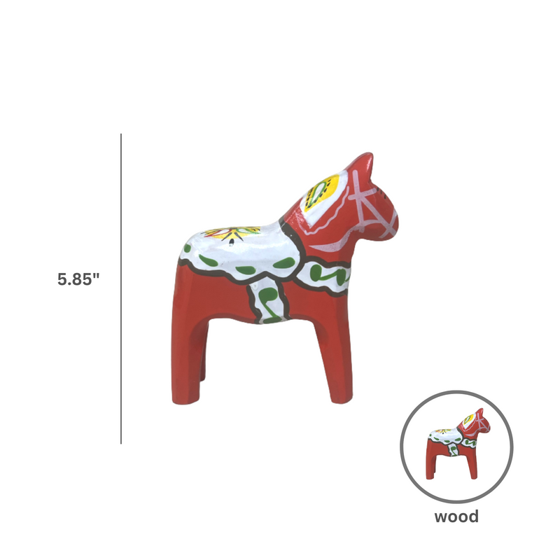 Red Dalarna Wood Horse 4"