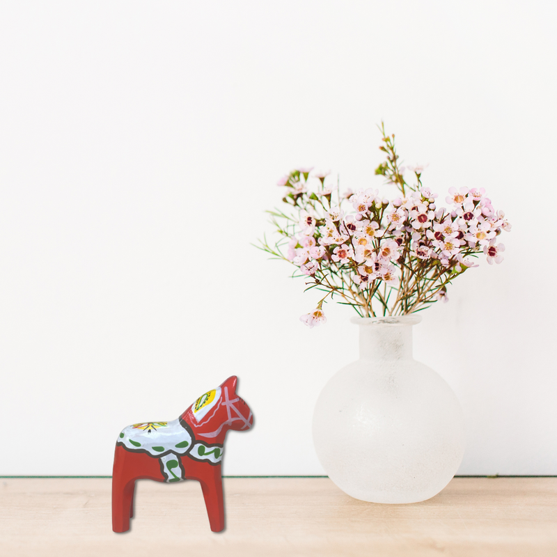 Red Dalarna Wood Horse 4"