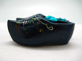 Wooden Shoe Party Favor Blue Clogs w/ Flower Design - OktoberfestHaus.com
 - 2