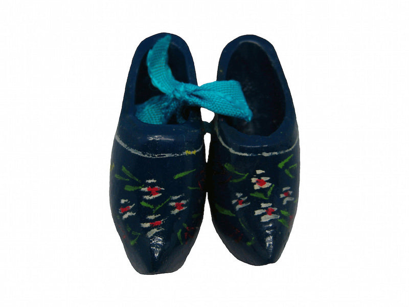 Wooden Shoe Party Favor Blue Clogs w/ Flower Design - OktoberfestHaus.com
 - 1