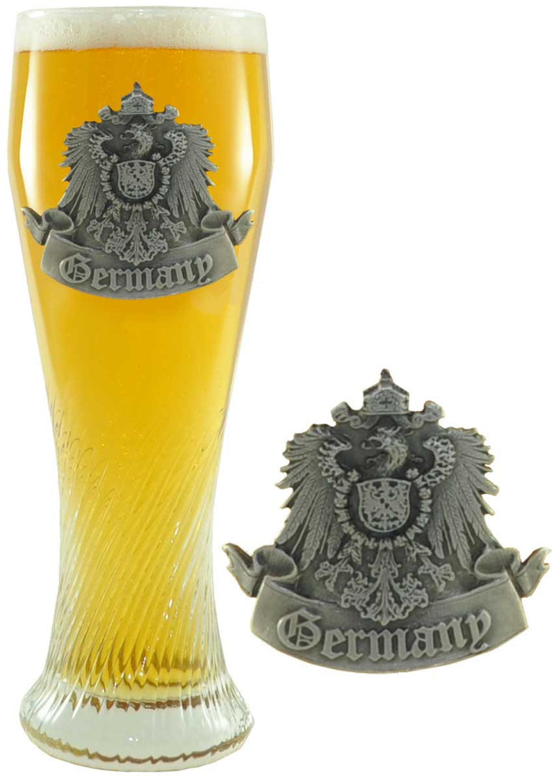 Half Liter Pilsner Glass with A Pewter Germany Badge - OktoberfestHaus.com
 - 1