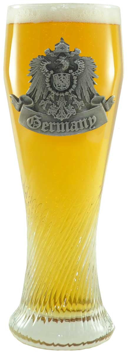 Half Liter Pilsner Glass with A Pewter Germany Badge - OktoberfestHaus.com
 - 2