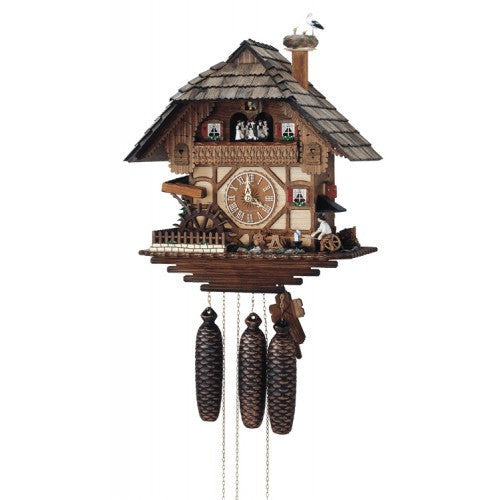 Eight Day Musical Cuckoo Clock - Blacksmith Swinging Hammer & Moving Waterwheel - OktoberfestHaus.com
